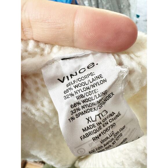 Vince Cream Nubby Wool Blend Long Sleeve Turtleneck Pullover Sweater XL New - Picture 6 of 7